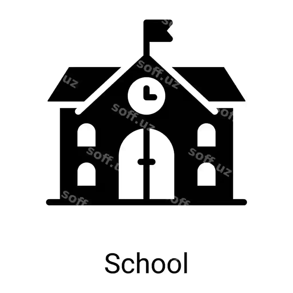 Maktab binosi glif ikonasi ajraltirilgan oq orqa fonda | School building glyph icon isolated white background 2