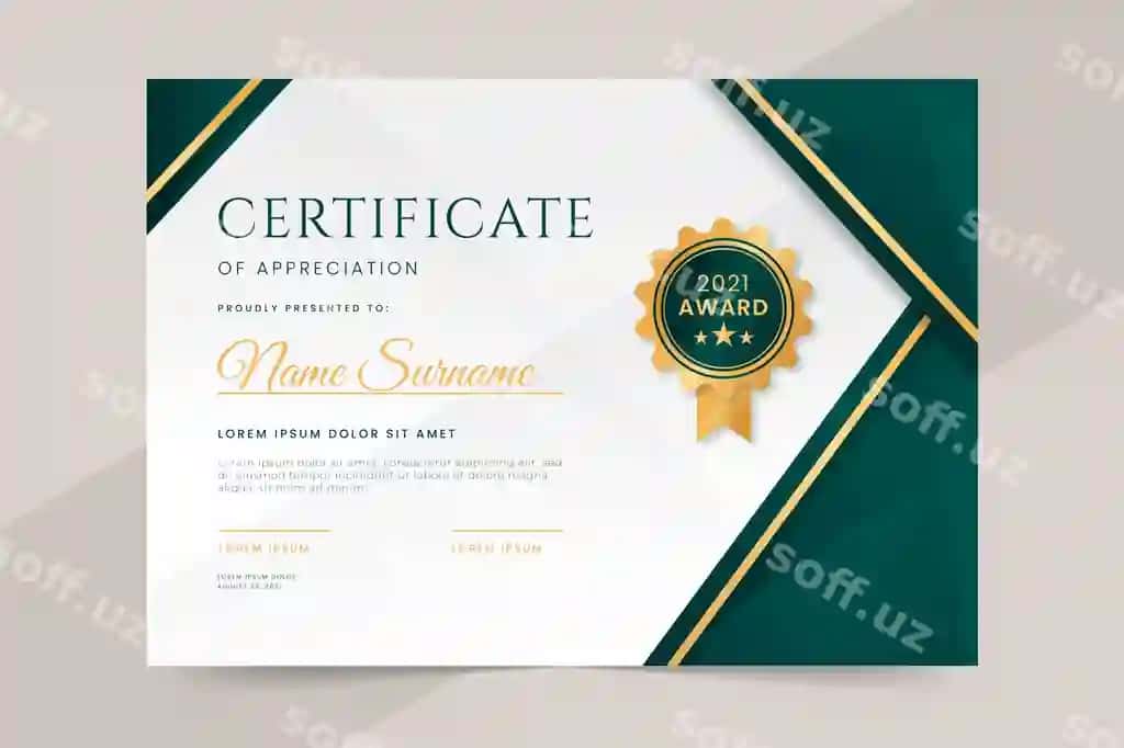 Gradient elegantsertifikat baholash shabloni | Gradient elegant certificate appreciation template 2