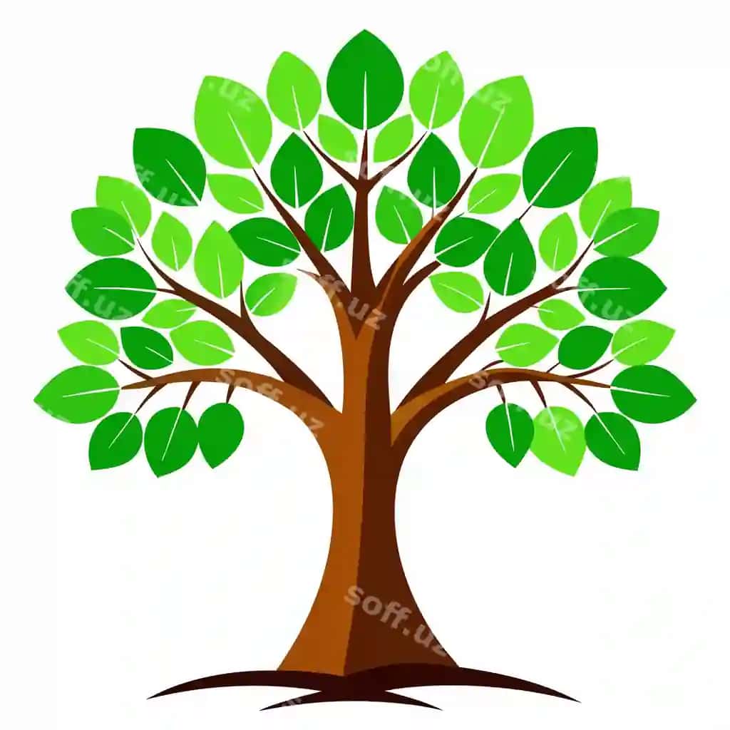 Yashil varaqlari bilan jigarrang darmon jigarrang darmon bilan daraxt | Tree with green leaves brown trunk with brown trunk 2