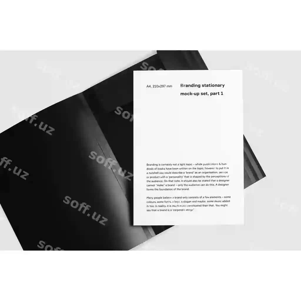 Broshyur qora papkada joylashgan namuna | Brochure inside black folder mock up