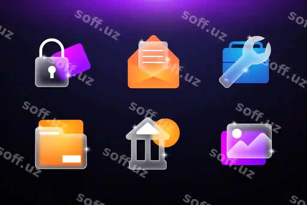 Gradient Glassmorfizm effekt ikonkalar to'plami | Gradient glassmotphism effect icons collection 2