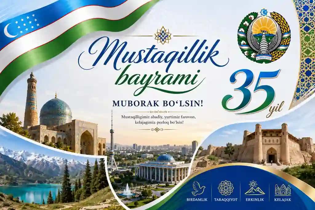 Mustaqillik Bayrami — 35 Yillik Muborak Tabriknoma Dizayni