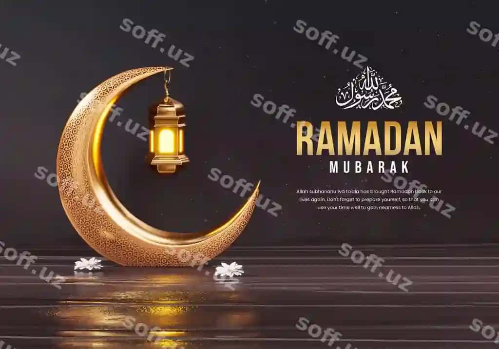 3d ramazon kareem ijtimoiy baner shabloni bilan hilol islomchilik fonariklari | 3d ramadan kareem social banner template with crescent islamic lanterns 2