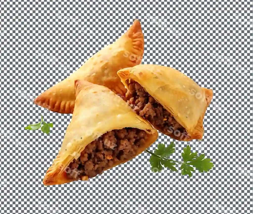 Mazali samoosa qovurilgan pasta ajraltirilgan transparent fon | Yummy samoosa fried pastry isolated transparent background