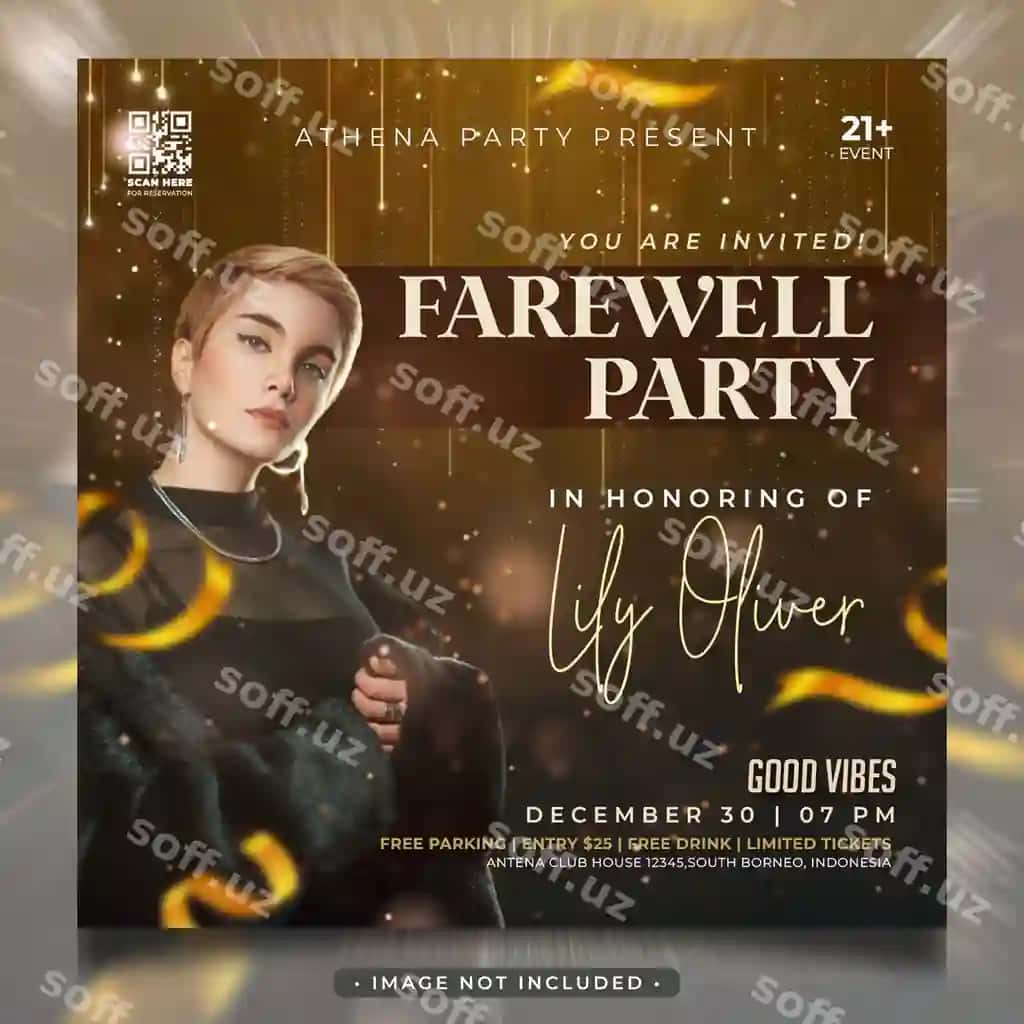 Psd klub vafa to'rg'osi ijtimoiy tarmoqlar posti flyer shabloni | Psd club farewell party social media post flyer template