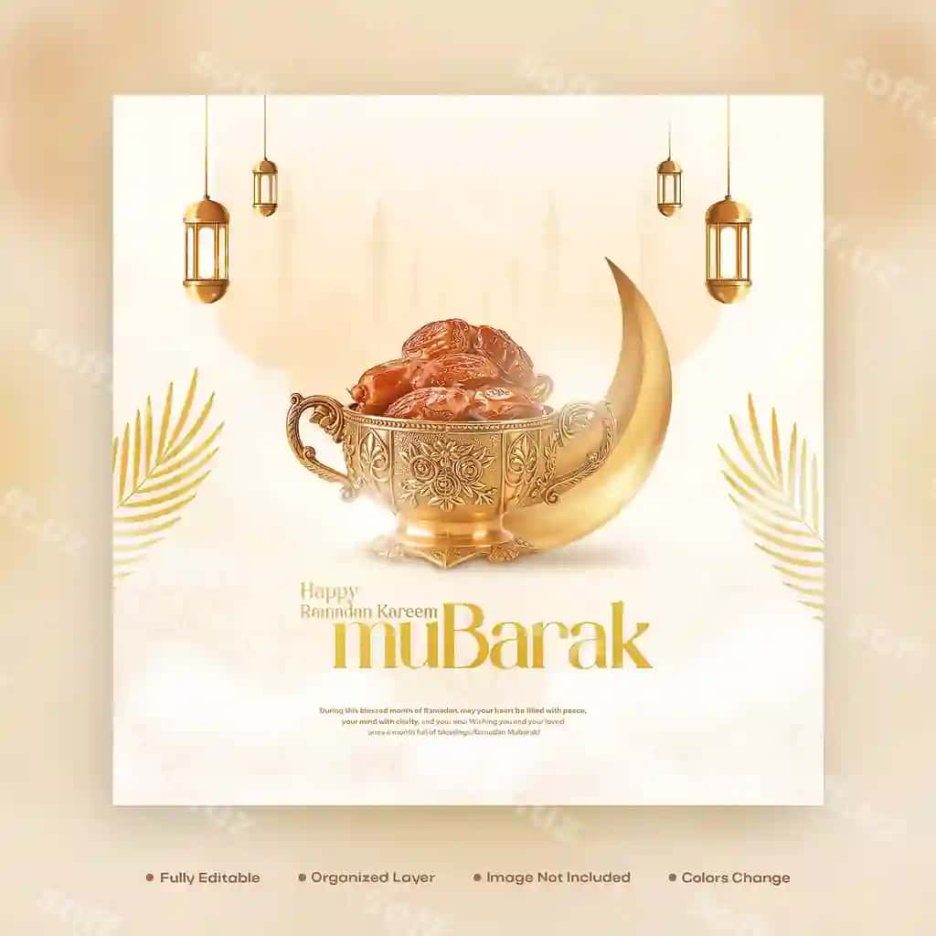 Ramazon kurbon maxsus taom menyu ijtimoiy tarmoqlar uchun post shabloni psd | Ramadan kareem special food menu social media post template psd 2