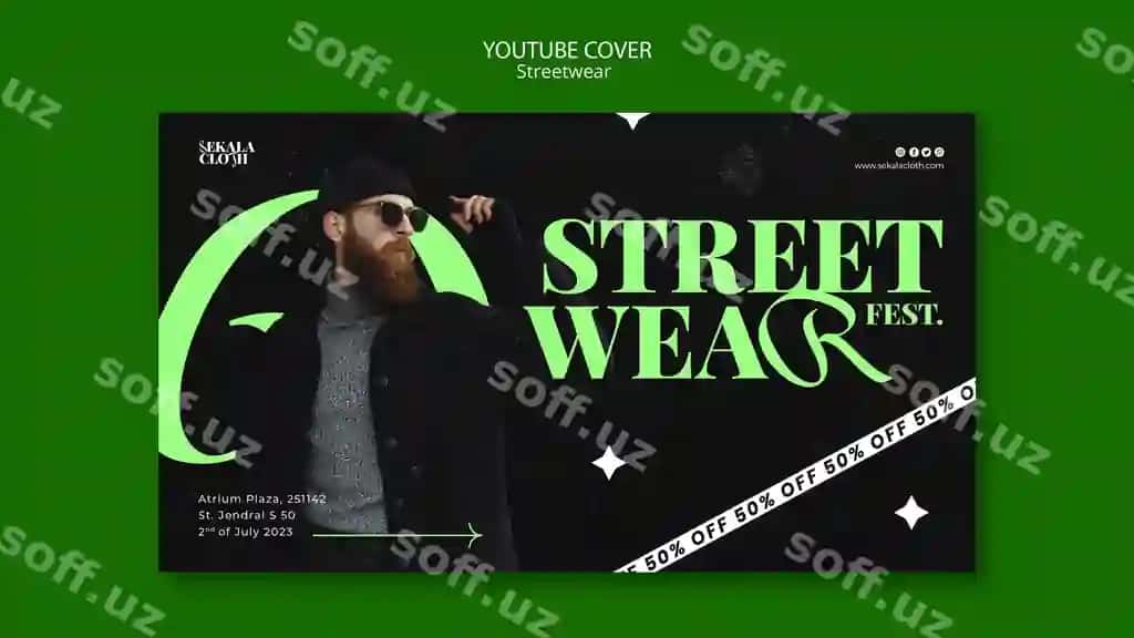 Tekis dizayn streetwear Youtube cover | Flat design streetwear youtube cover