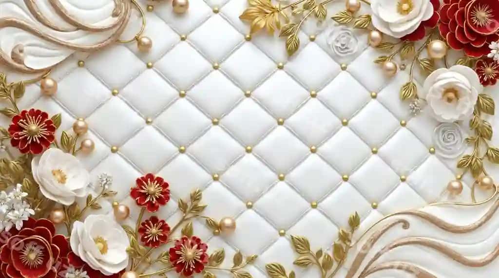 Etnik gulli dekor qalamka teksturasi oltin aktsentlar | Elegant floral arrangement with quilted texture gold accents 2