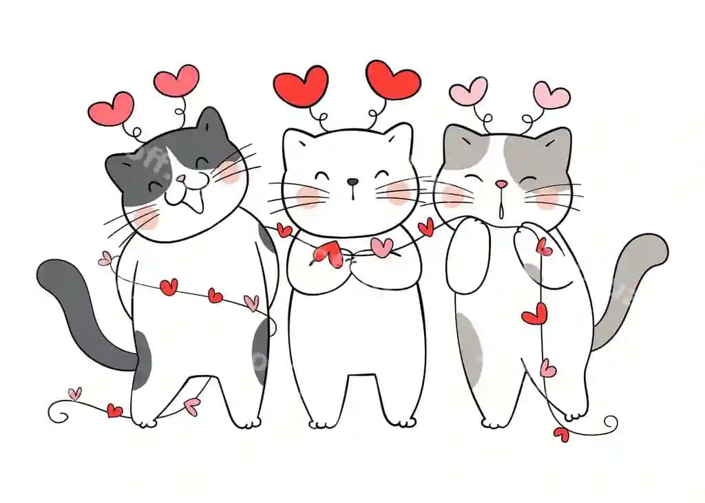 Chiz gulismiq sevgi mushuk kichik yurak bilan Valentine kuni | Draw funny love cat with little heart valentine day