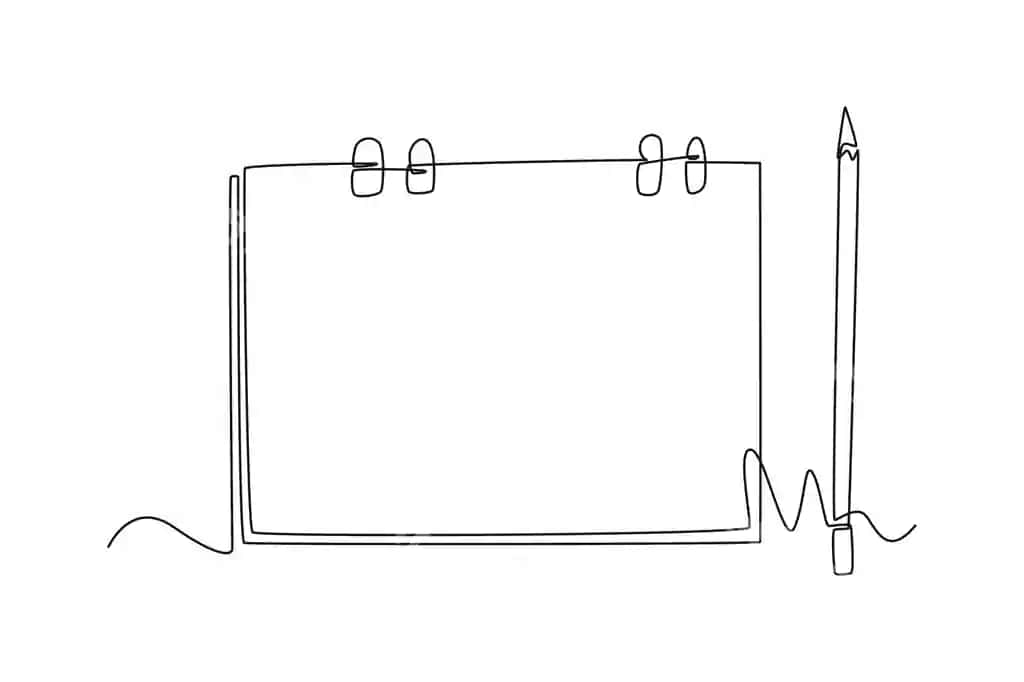 Bitta chiziqli chizish kitobi, qalam ikonasi bilan | Single one line drawing book with pencil icon continuous line draw
