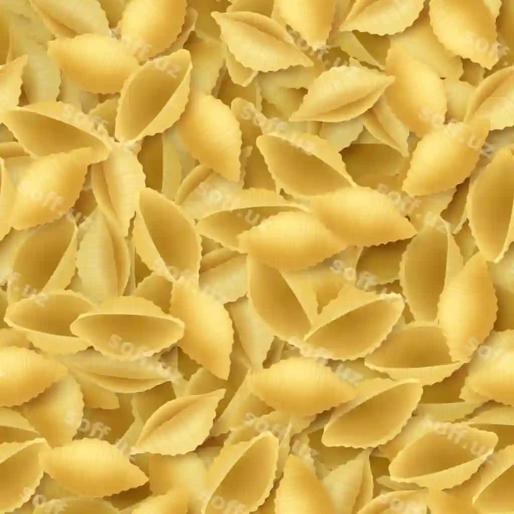 Conchiglie rigate uzilsiz naqsh vektor fonda italyancha | Conchiglie rigate seamless pattern vector background with italian