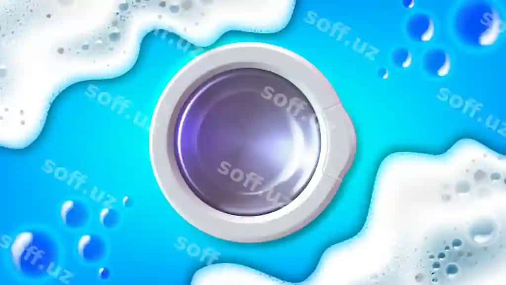 Yuvish mashinasining eshigi sovaguprak pufak detergent yuvish dizayni | Washing machine door soap bubbles foam detergent laundry design 2