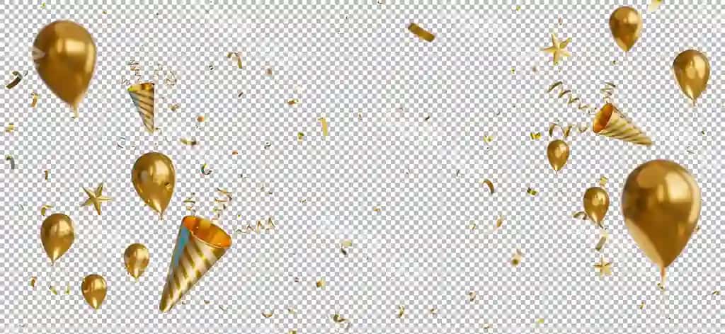 3d render oltin konfetti suziladigan dekoratsiya varaq shiyollar rangli | 3d render gold confetti floating decoration with paper shoot colofull