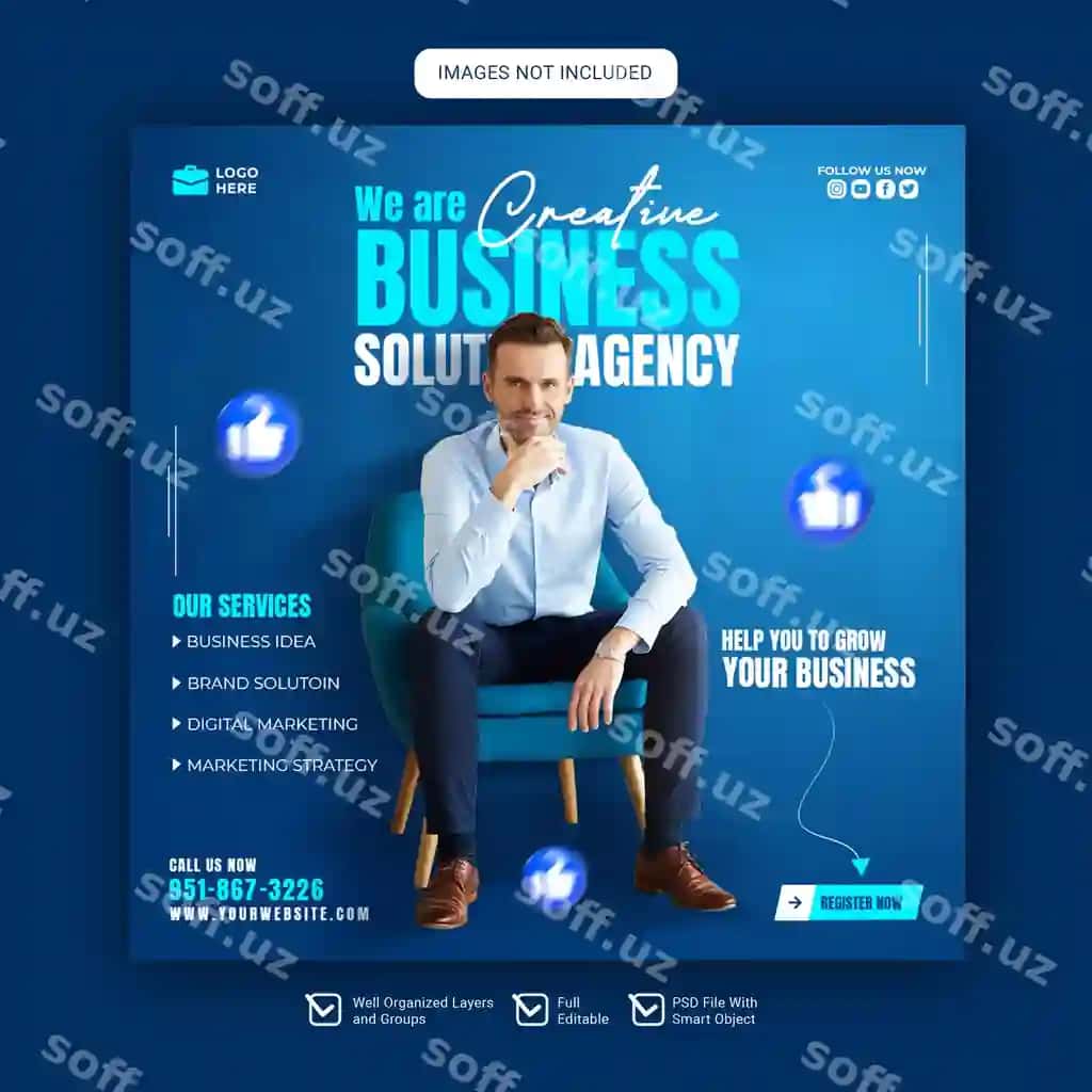 Raqamli marketing agentligi korparatsiya Instagram posti ijtimoiy tarmoqlar banneri | Digital marketing agency corporate instagram post social media banner