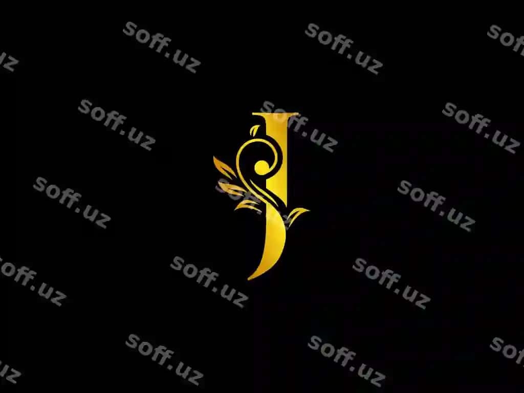 Oltin harf J gul bilan qora orqa fonda | Gold letter j with flower black background