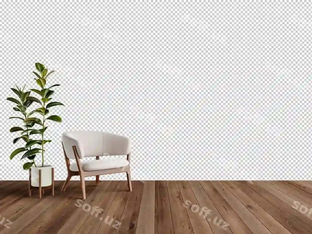 Bepul psd bo'sh mehmonxona oq devor minimalistik armqalin o'simlik | Free psd empty living room with white wall minimalist armchair plant 2