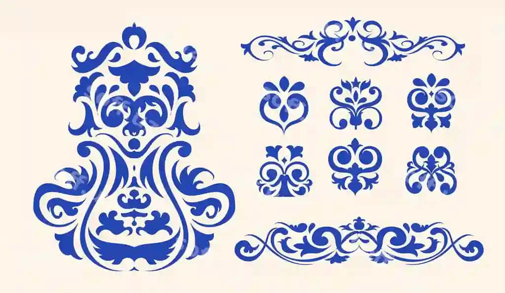 Dekorativ naqsh klassik element to'plami | Decorative ornament classic element collection