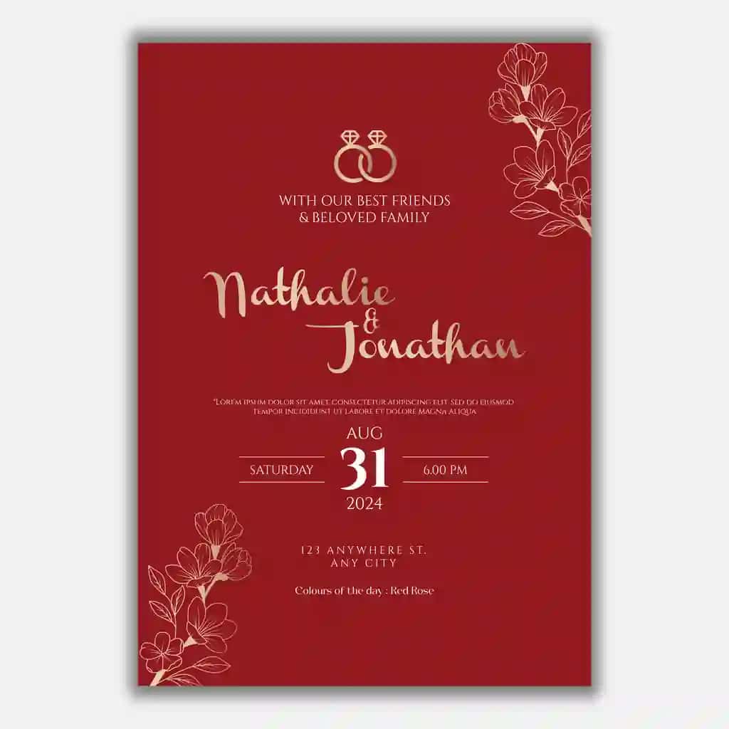 Qizil oltin to'y taklifnomasi | Red gold wedding invitation