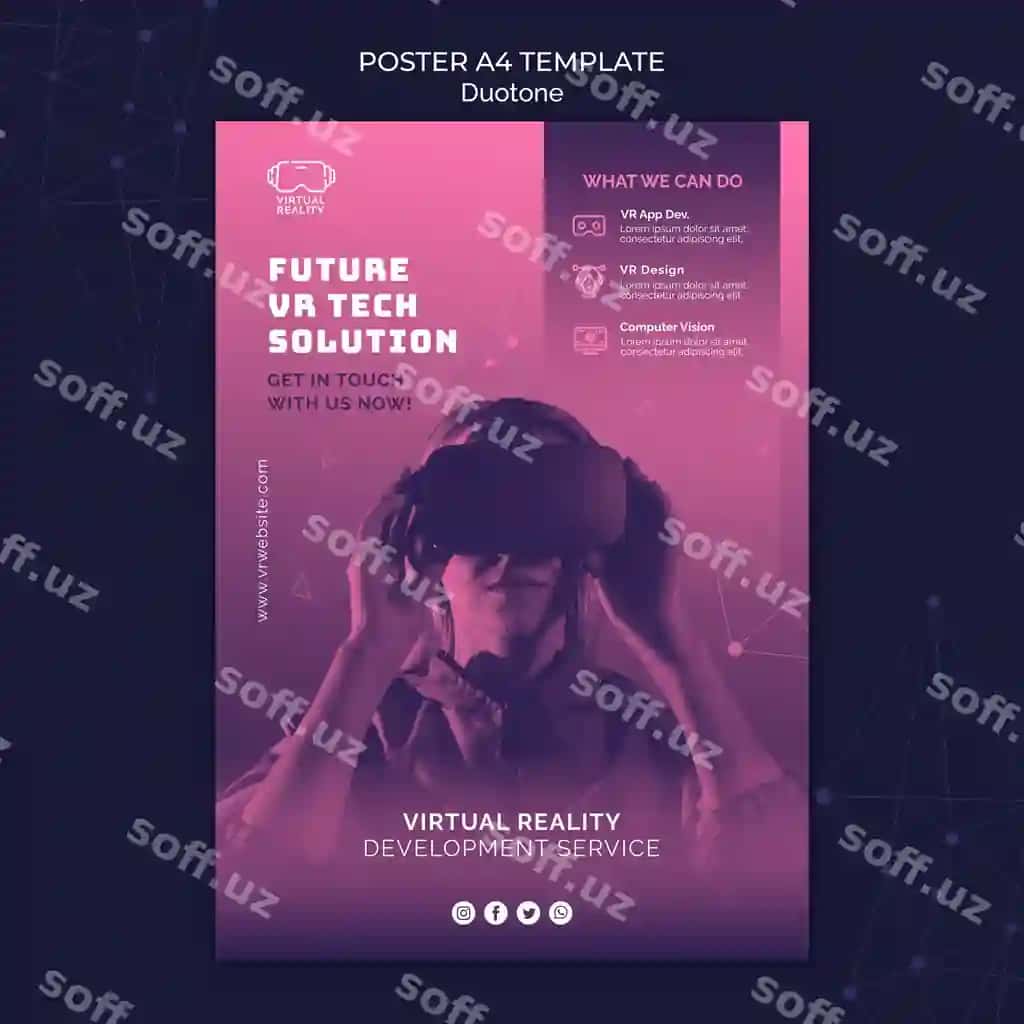 Virtual haqiqiylik chop etish shabloni Duotone | Virtual reality print template duotone