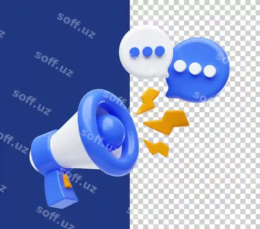 Megafon so'z qutisi bilan biznes marketing kontseptsiyasi 3d illustratsiyasi | Megaphone with speech bubble business marketing concept 3d illustration
