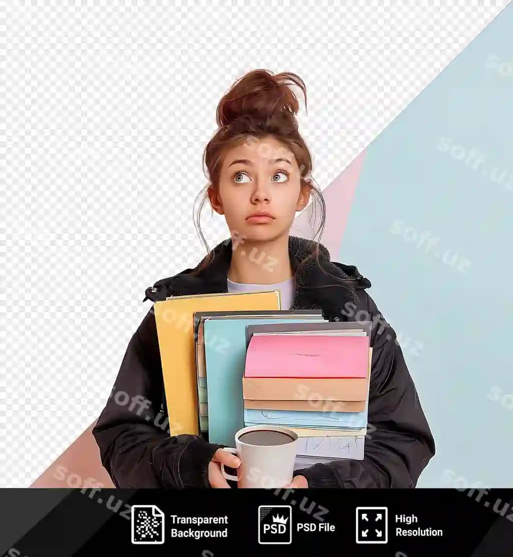 Shaffof fikrlash, kofe chashkasi solingan papkalarni ushlab turibdi, yosh, go'zal | Transparent thinking holding folders with coffee cup young beautiful