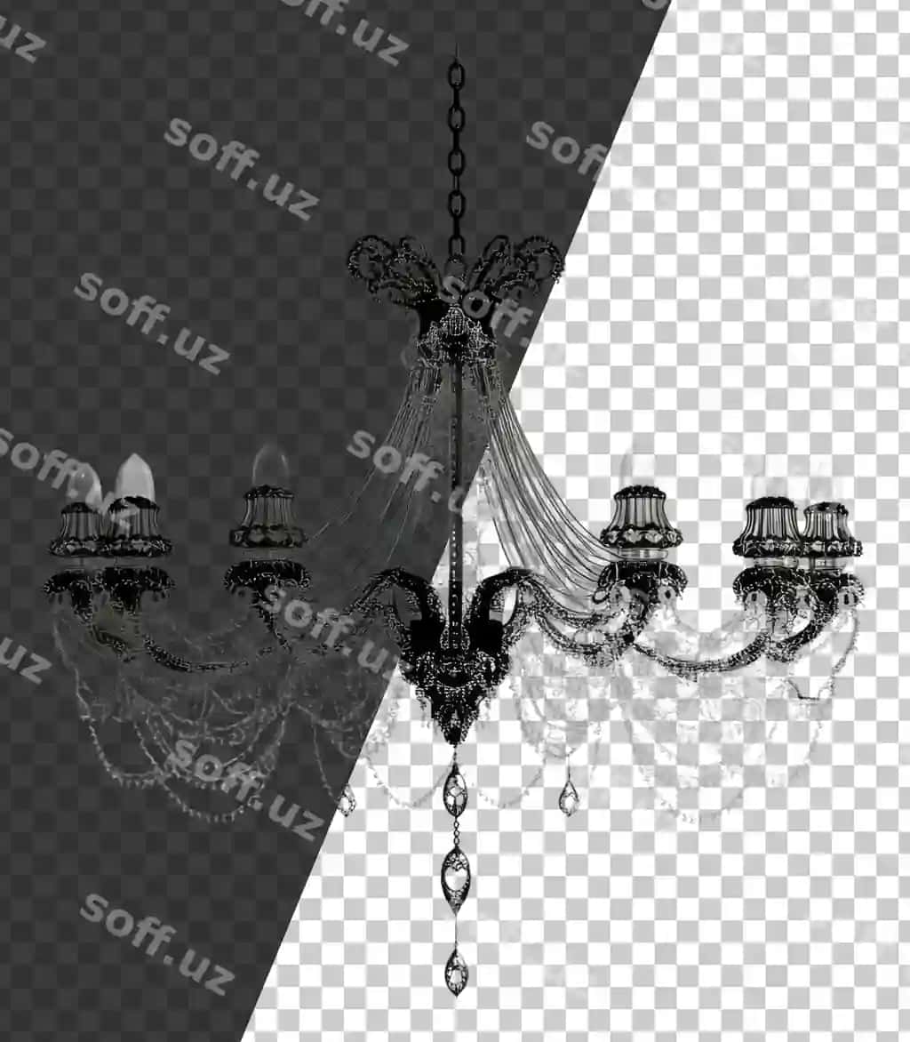 Png chiroyli qora chandelier kristall detallari bilan | Png elegant black chandelier with crystal details