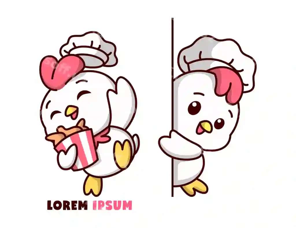 Yoqimli tovuq oshpazi ikki xil harakatni amalga oshirmoqda - chelakda qovurilgan tovuqni olib kelish | Cute chicken chef two diferent action is bringing bucket fried chicken