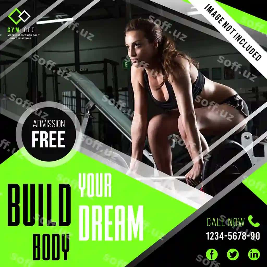 Jim fitnes baner shabloni Instagram posti | Gym fitness banner template instagram post