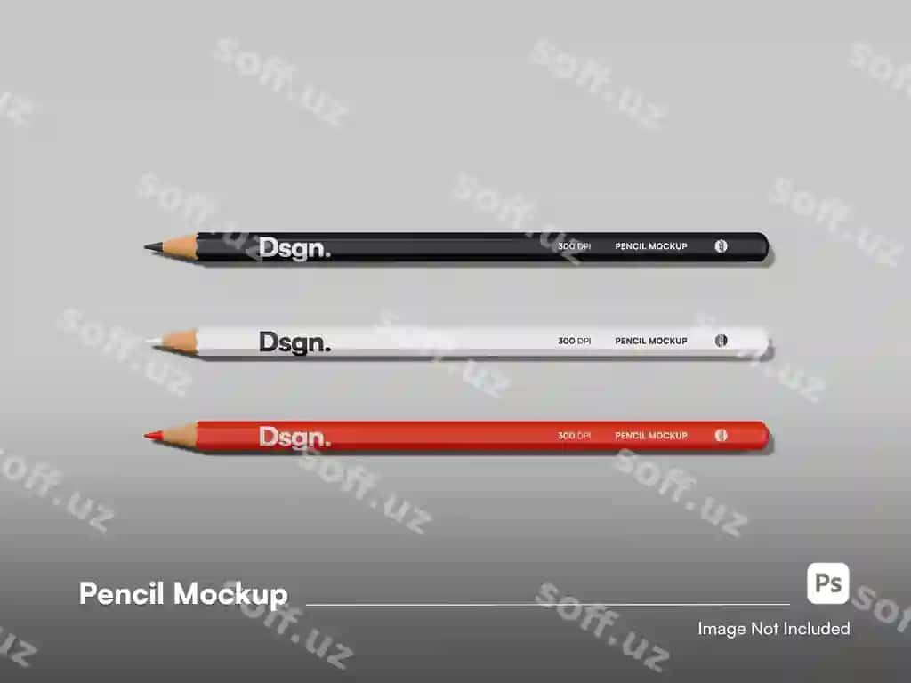 Yuqori ko'rinish realistik qalam ajraltirilgan mockup | Flat lay realistic pencil isolated mockup