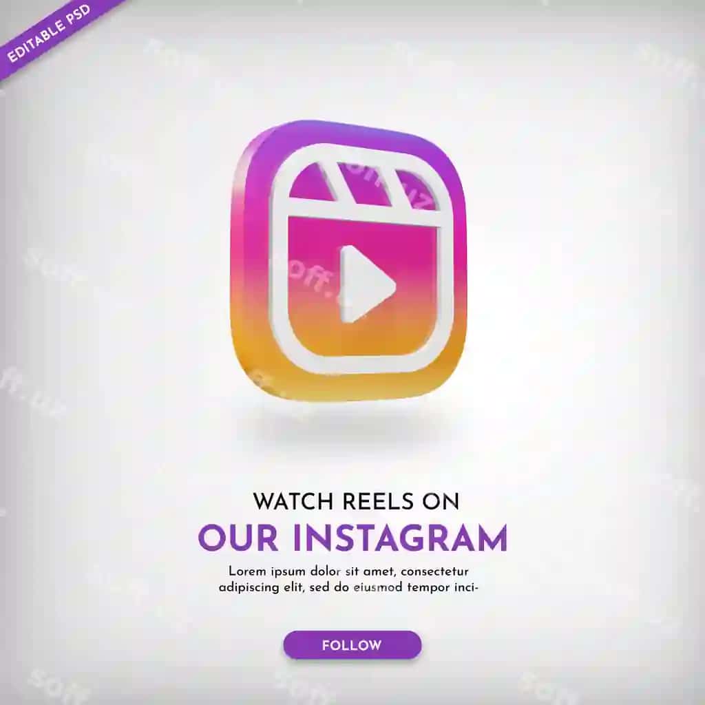 Instagram reels reklama banneri 3d ikonka bilan | Instagram reels promo banner with 3d icon 2