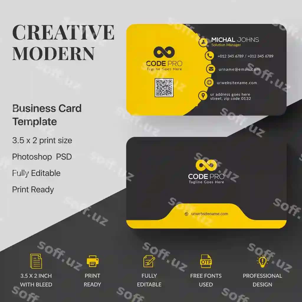 Professional biznes kartochka namunasi | Professional business card mockup 2
