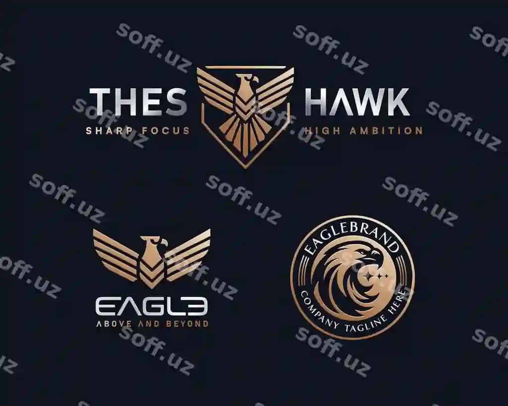 Altin noyob bursa sport gerb logotipi biznes kompaniyasi | Golden unique eagle sport emblem logo business company