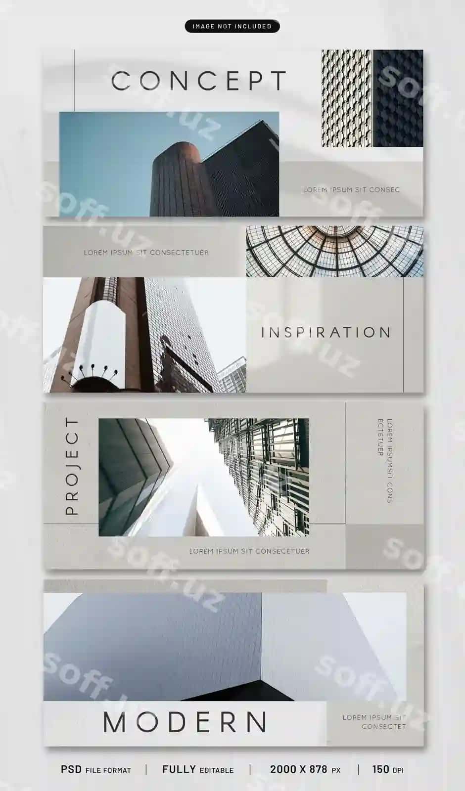 Mimarlık banner şablon to'plami PSD | Architecture banner template collection psd