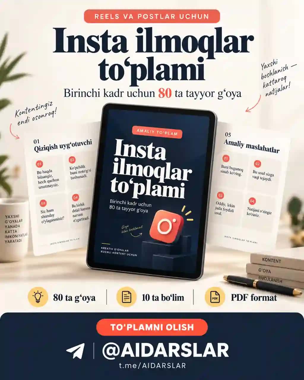 Insta ilmoqlar to'plami (Instagram uchun HOOK lar)