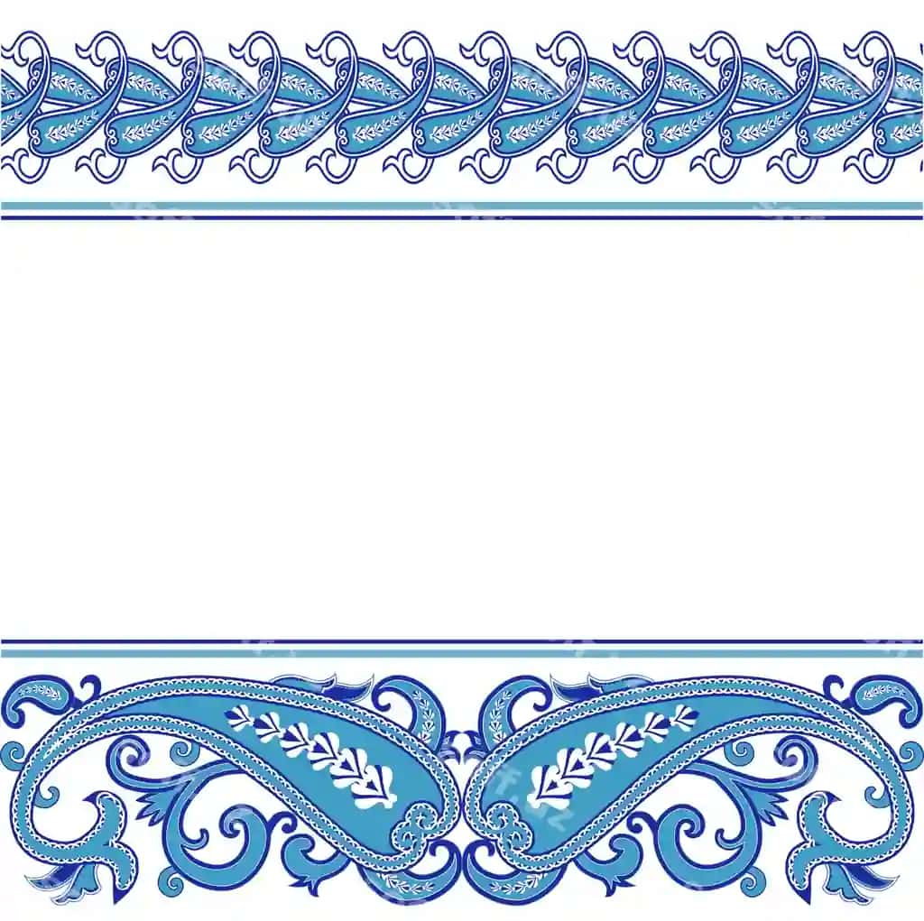 Chetlanmagan paseley bezatma va ko'k ranglardan iborat naqsh | Seamless pattern with paisley ornament blue colors 2