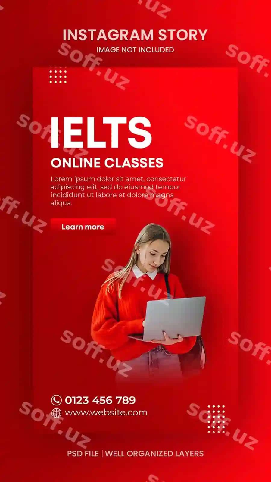 Ielts onlayn darslar Instagram story shabloni | Ielts online classes instagram story template 2
