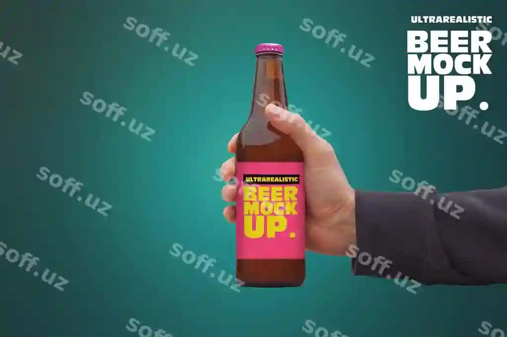 Tozalangan 50 cl pivo qo'l namuna | Clean 50cl beer hand mockup