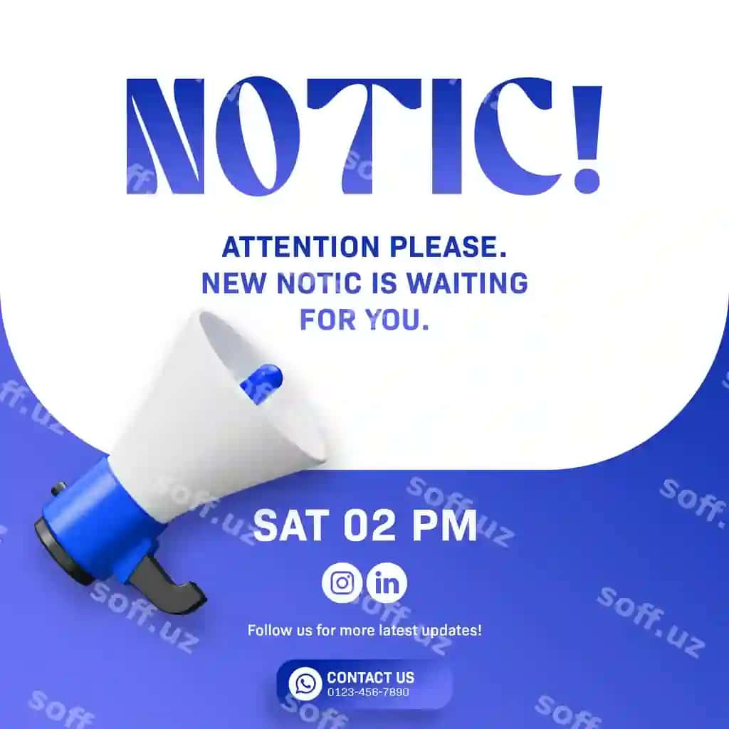 Ijtimoiy tarmoqlar e'lon post dizayni | Social media announcement post design