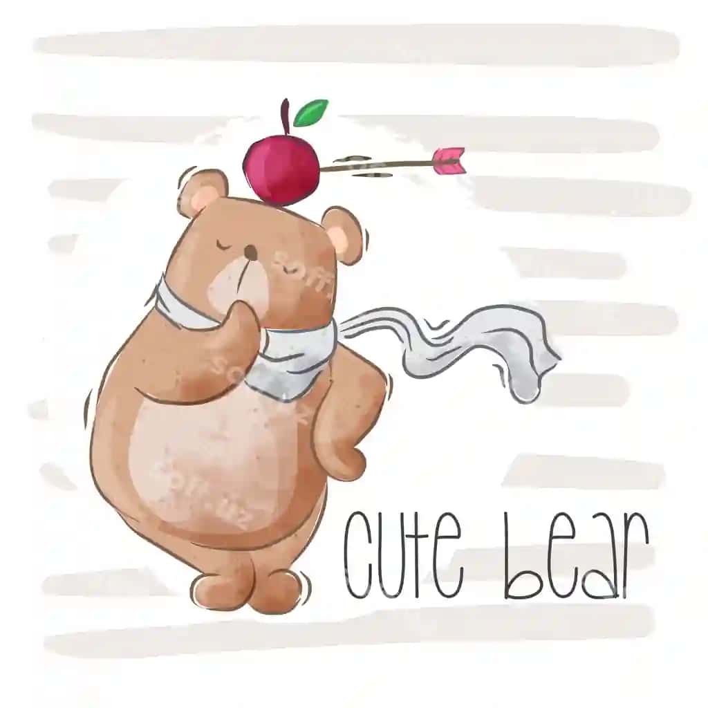 Chiroyli chaqaloq ayiq illustratsiyasi bolalar vektori | Cute baby bear illustration kids vector