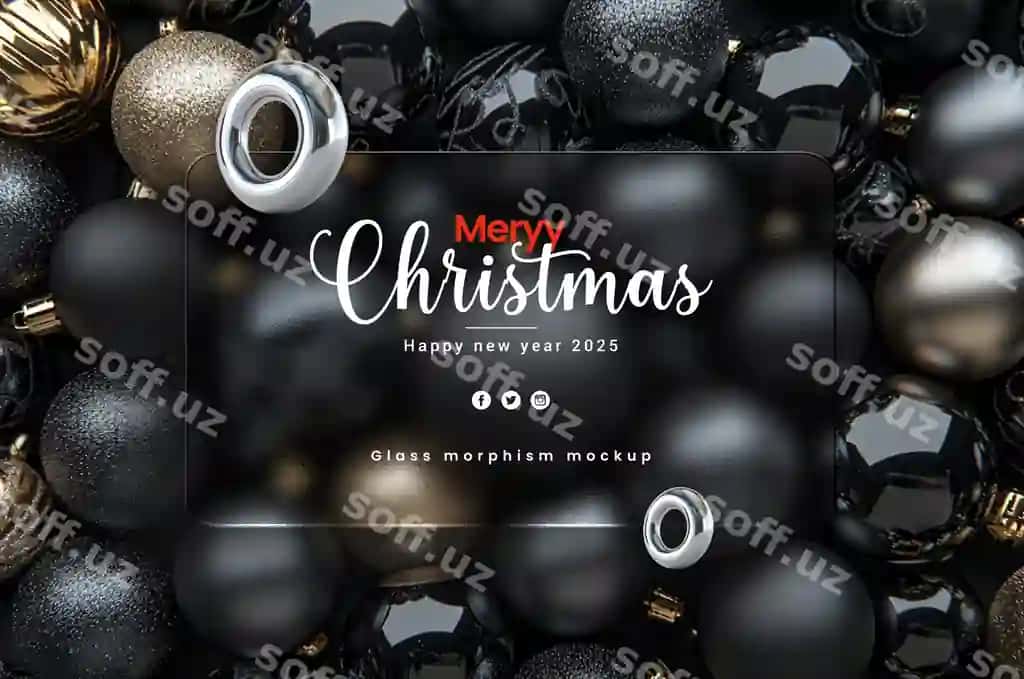 Christmas stakan morphizm mockup | Christmas glass morphisim mockup