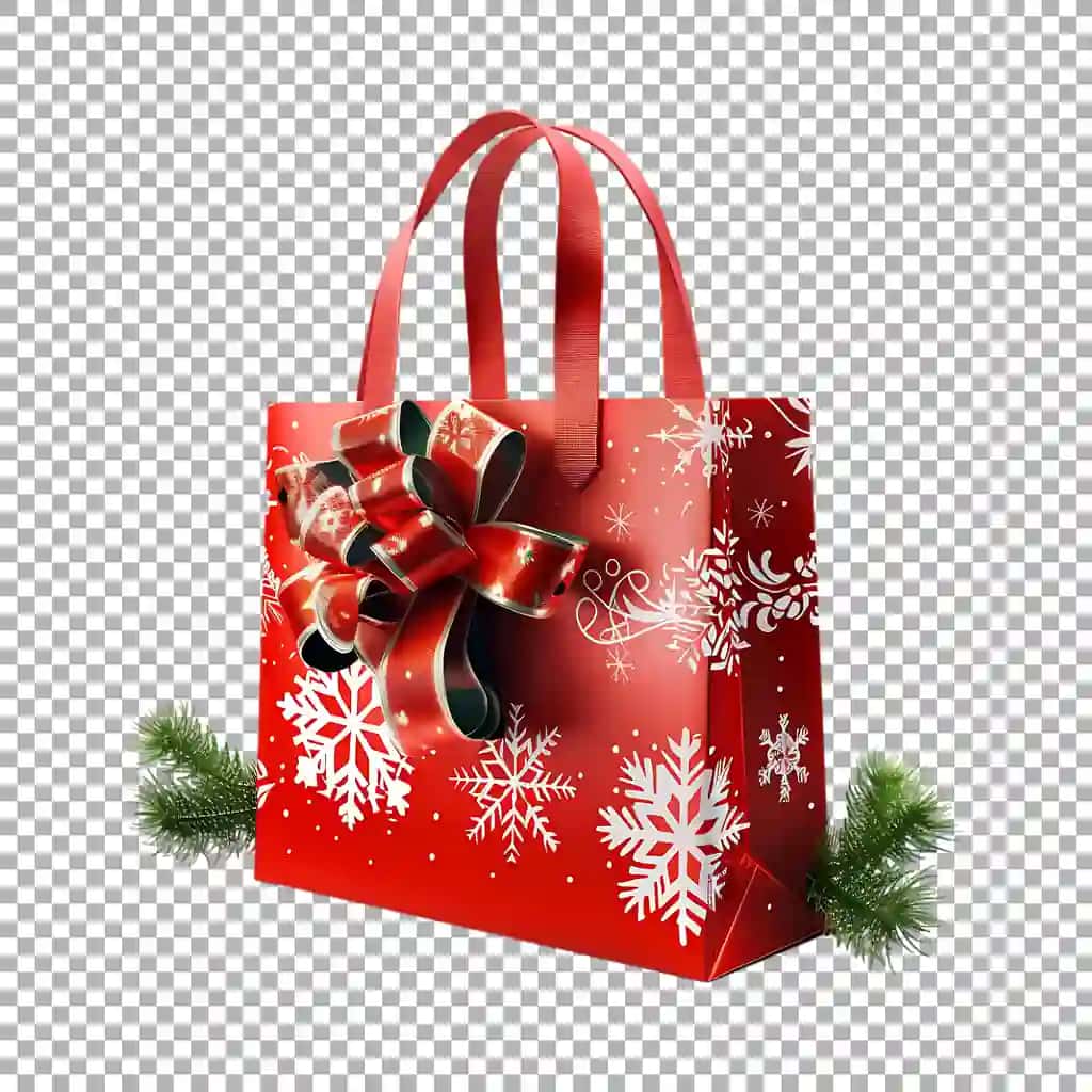 Rojdestvo xarid qilish xaltasi shaffof fonda yaratilgan | Christmas shopping bag transparent background ai generated