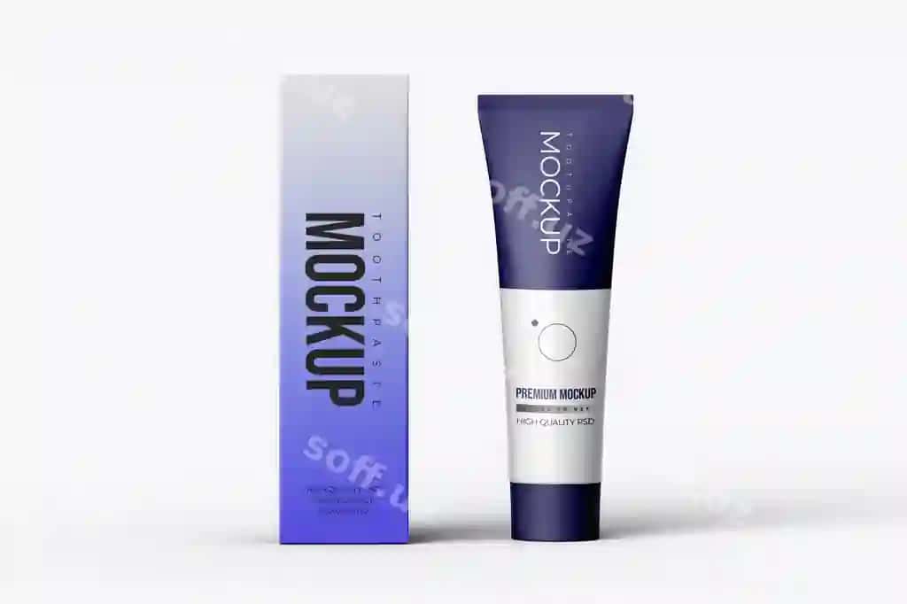 3d mockup paste for box tube | 3d mockup toothpaste box tube