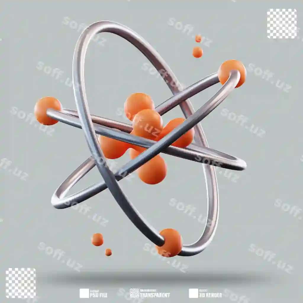 Uch o'lchovli illustratsiya atom 2 | 3d illustration atom 2