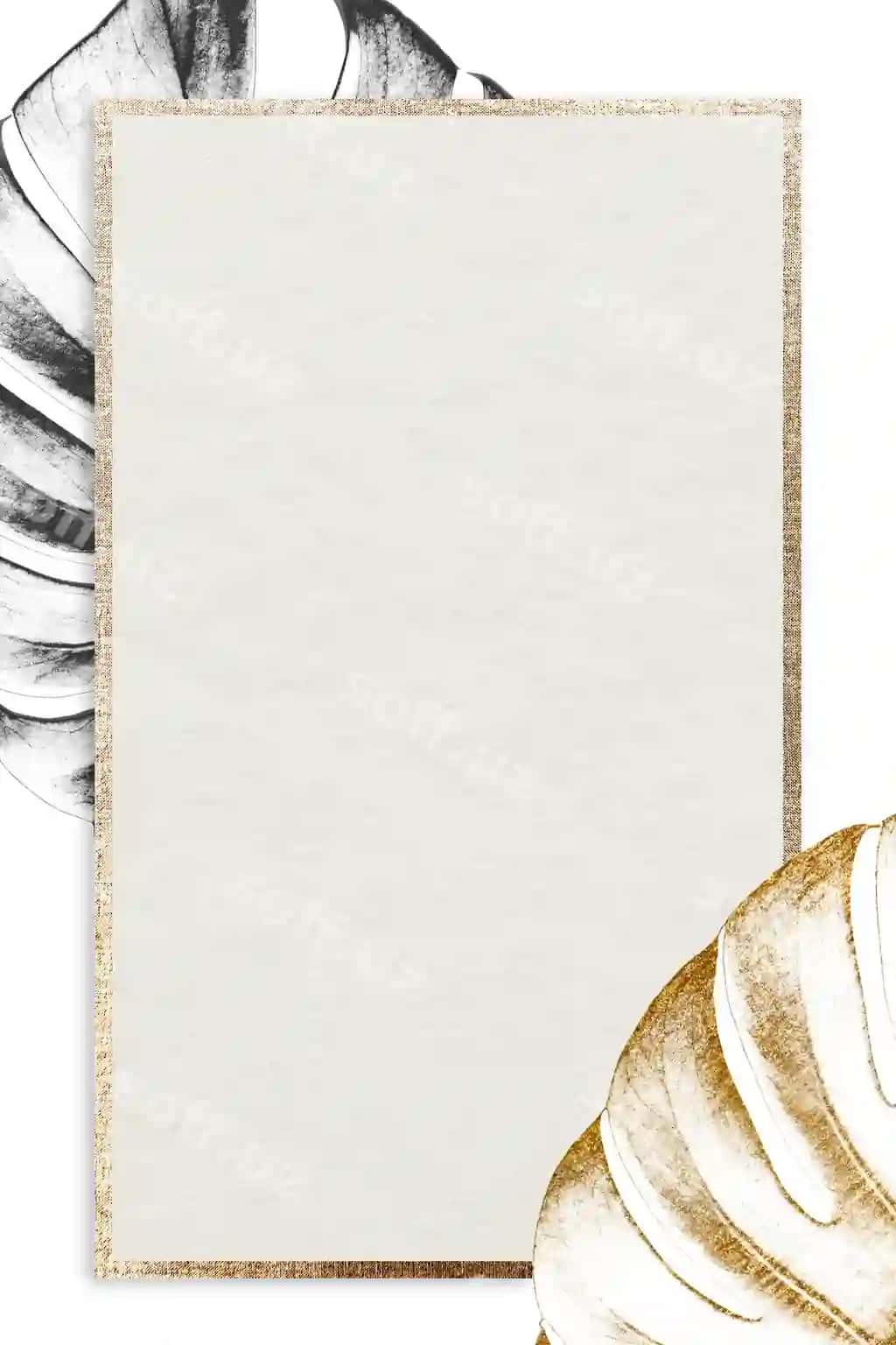 Oltin Monstera varaq ramka dizayn resurs | Golden monstera leaves frame design resource