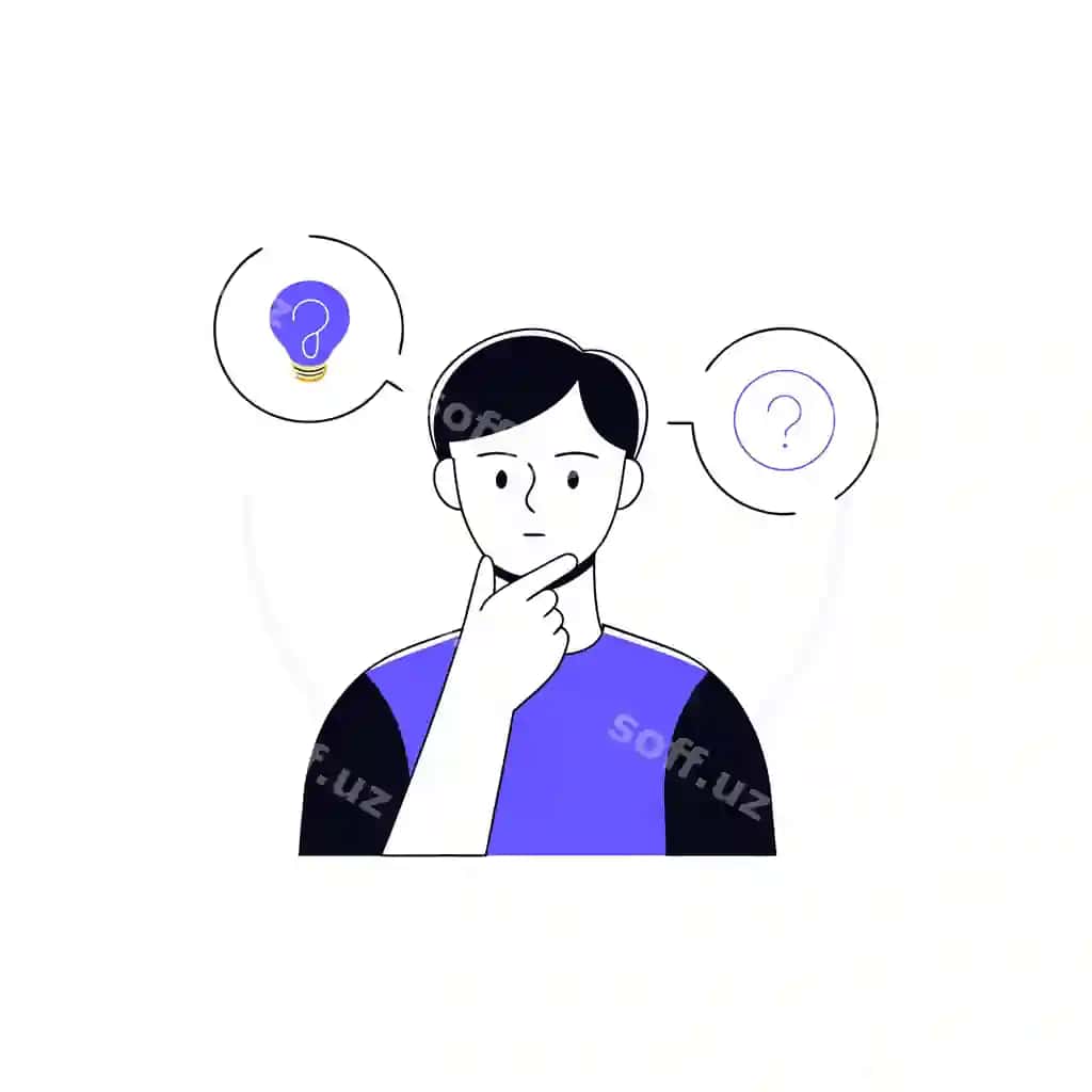 Man lampochka va savol belgisi bilan o'ylayotgan | Man contemplating with lightbulb question mark 2