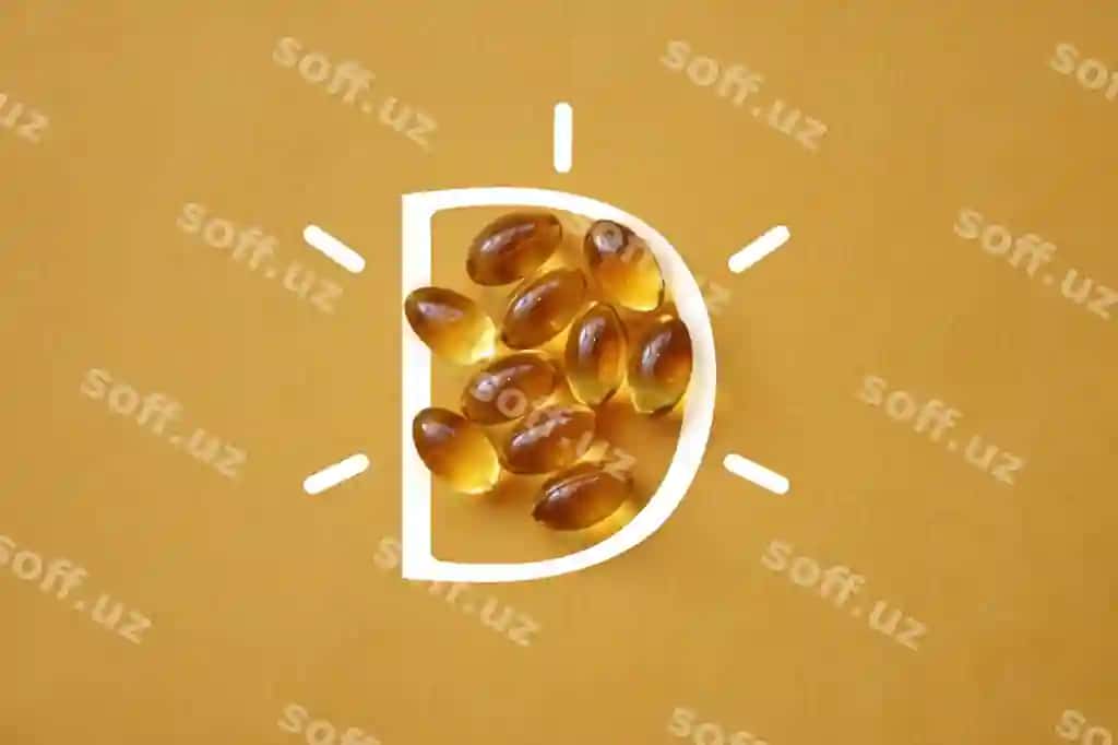 Vitamin D kapsullar sariq orqa fonda | Vitamin d capsules yellow background