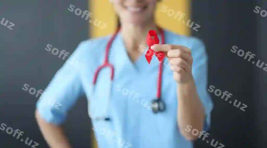 Shifokor qizil lenta o'tkazadi uning qo'llari closeup | Doctor holding red ribbon his hands closeup