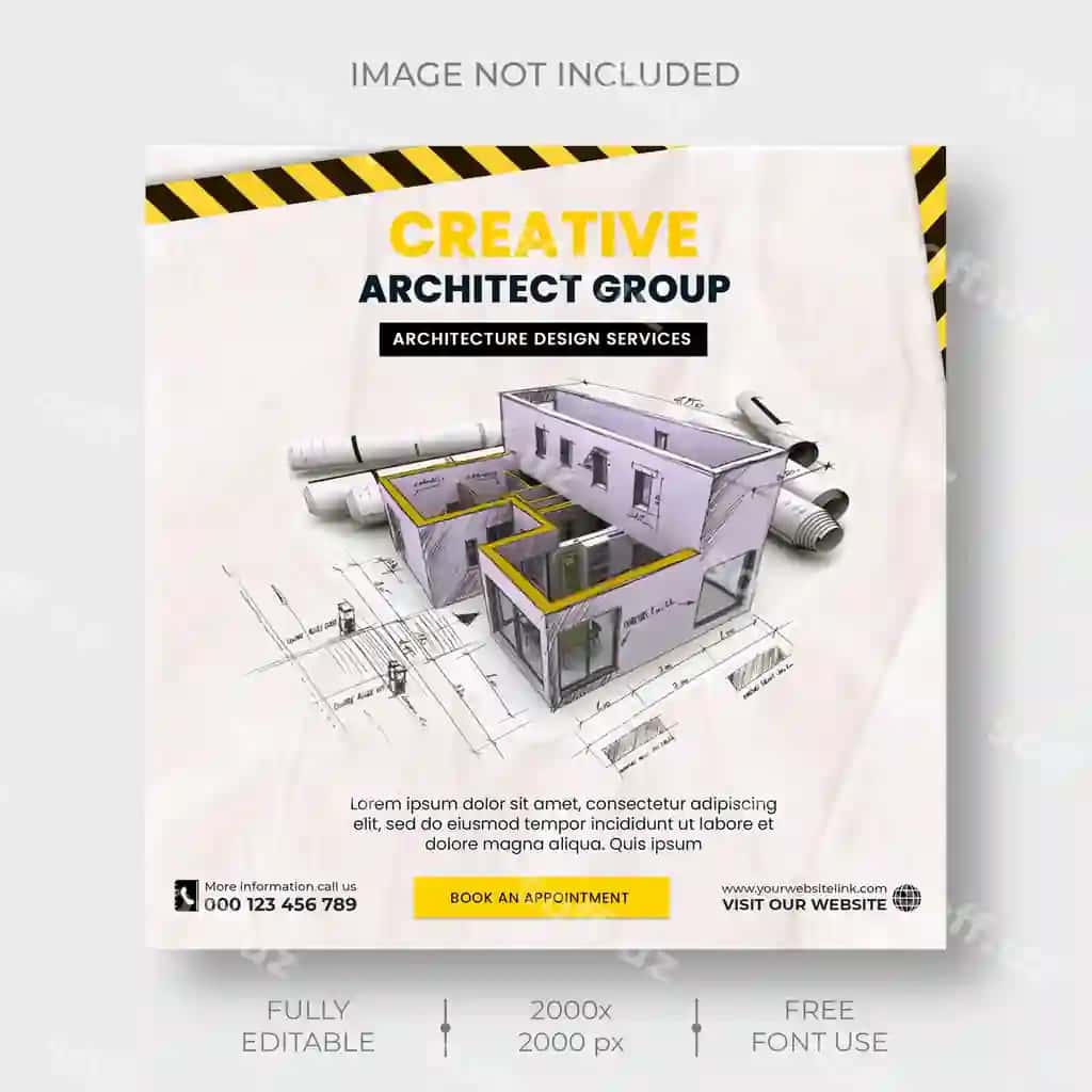 Ijodkor me'morlar guruh ijtimoiy tarmoqlar post shablon | Creative architect group social media post template