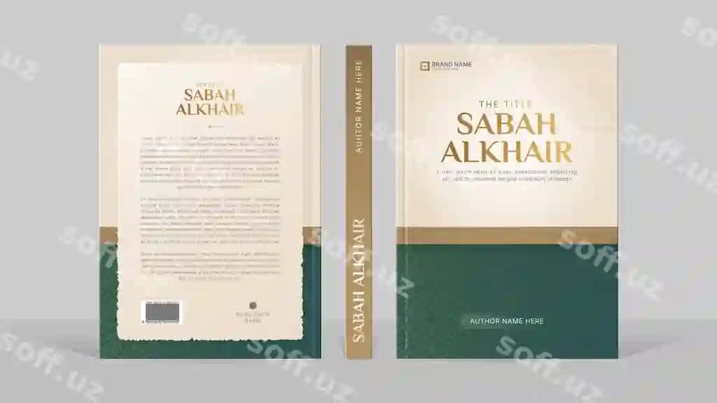 Islomiy kitob qopliq shablon dizayni arabeska arabcha naqsh bilan | Islamic book cover template design with arabesque arabic pattern 2