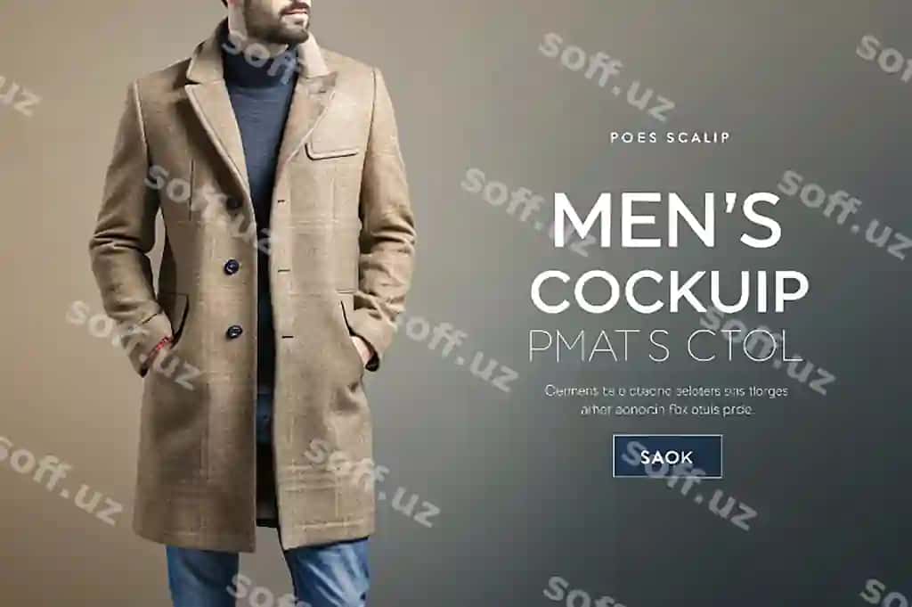 Men kurtka mockup shablon psd dizayn | Men coat mockup template psd design